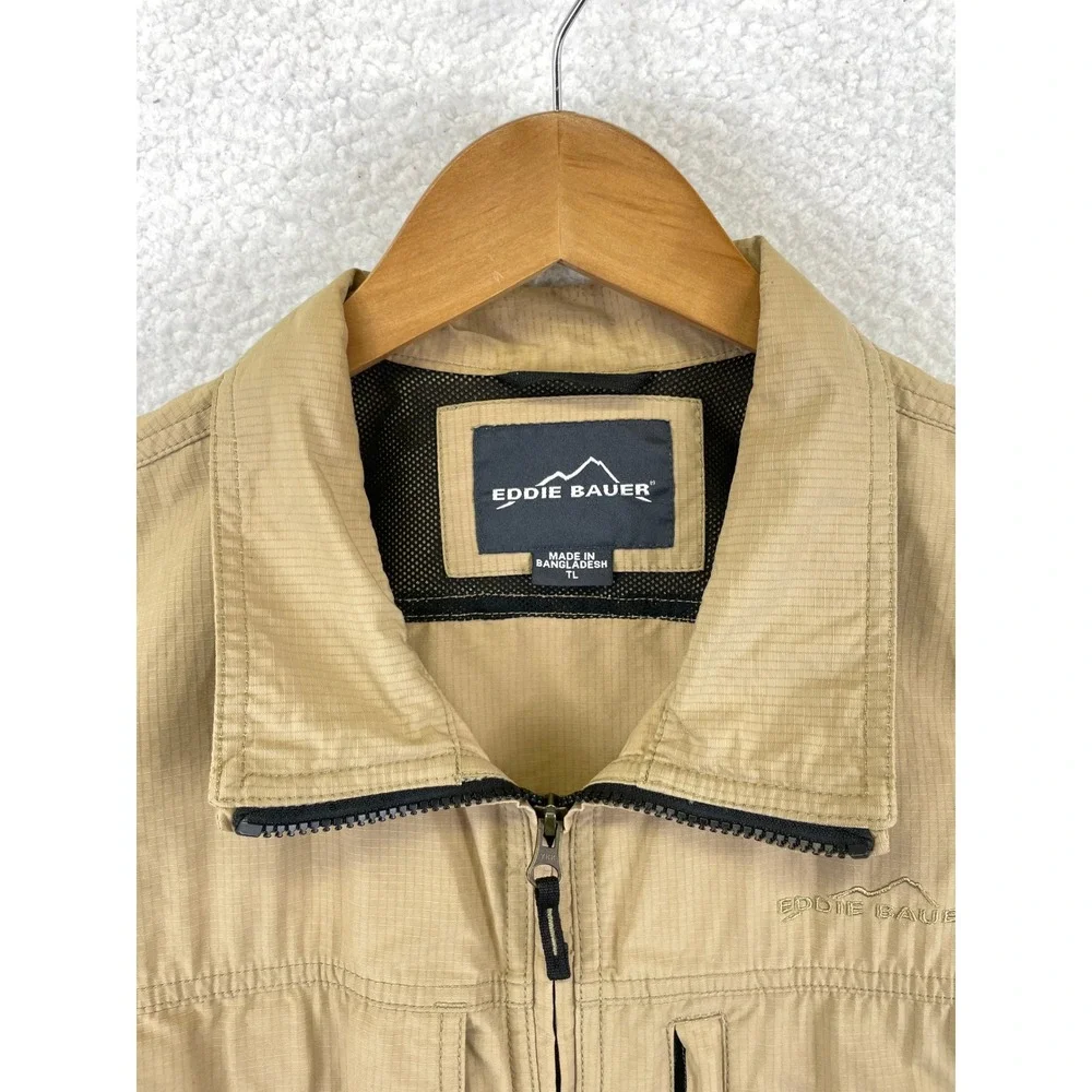 Eddie Bauer Men's XL Tall Tan Ripstop Field Jacket Khaki Utility Travel Safari - Picture 2 of 16